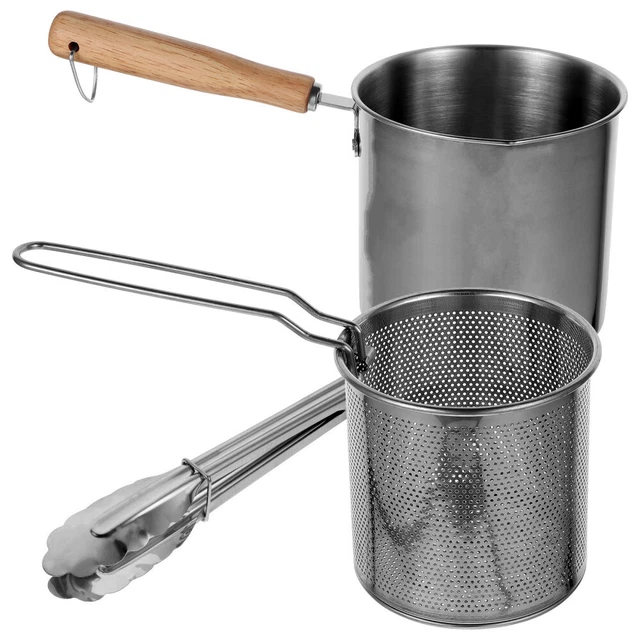 Pentola Friggitrice Mini In Acciaio Inox Con Cestello – Ideale Per Patatine, Pollo E Fritture Croccanti A Casa