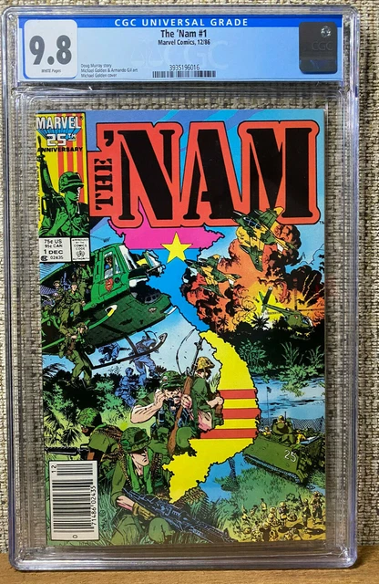 The Nam 1 Cgc 9.8 White Pages - Rare Newsstand - Vietnam Marvel Comics 1986
