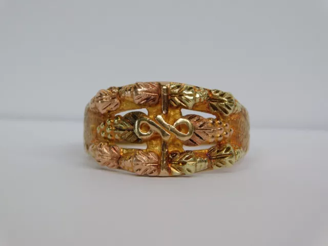 VTG F.L Thorpe 10K Black Hills Gold Grapes/Leaf's Infinity Ring Size 11