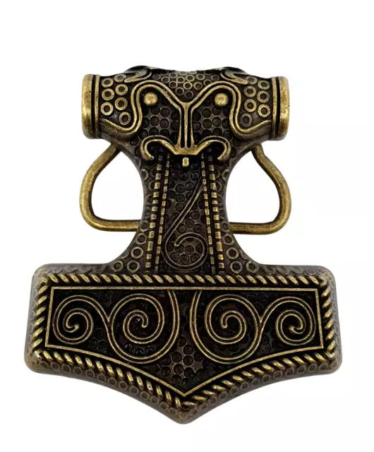 Hebilla de cinturón Thor's Hammer Viking Celtic Raven Skane Metal Bronceado...