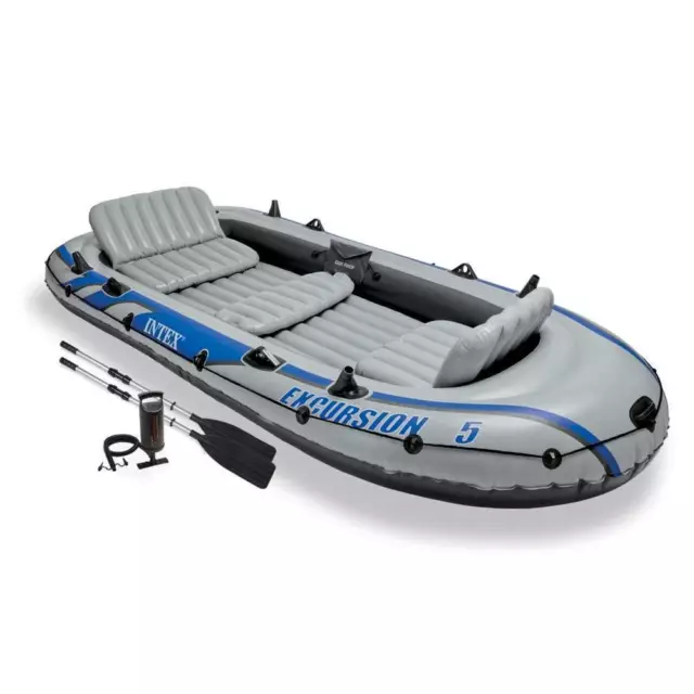 INTEX EXCURSION INFLATABLE 5 Person Water Fishing River Boat Raft Set with  Oars $183.89 - PicClick