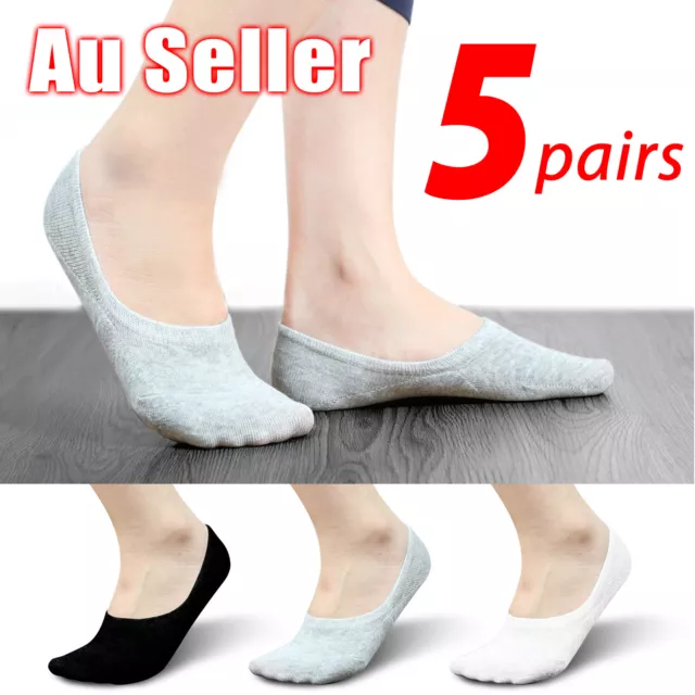 5 Pairs Men Women Invisible Low Cut No Show Footlet Socks Cotton Rich No-Slip