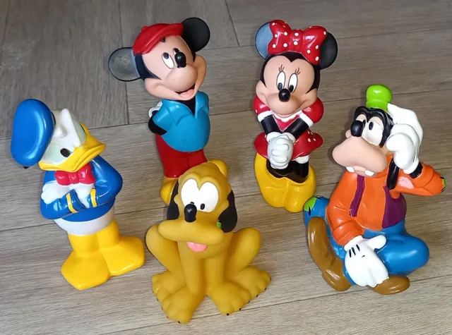 Large Vinyl Disney Figures Mickey Mouse Minnie Mouse Pluto Goofy & Donald Duck