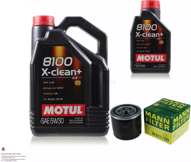 Motul 6 L 5W-30 huile moteur + Mann-Filter pour Kia Âme Am 1.6 CVVT Carens II