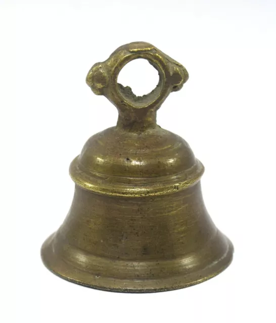 Indian Vintage High Age Brass Ritual Bell Good Sound Bell Rich Patina G70-258