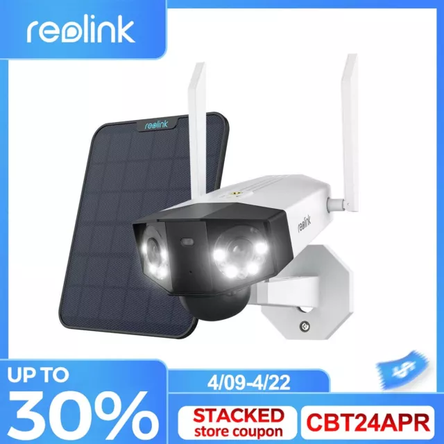 Reolink Duo 2 Battery Camera 8MP 5/2.4GHz WiFi Spotlight Solar Panel Dual Lens