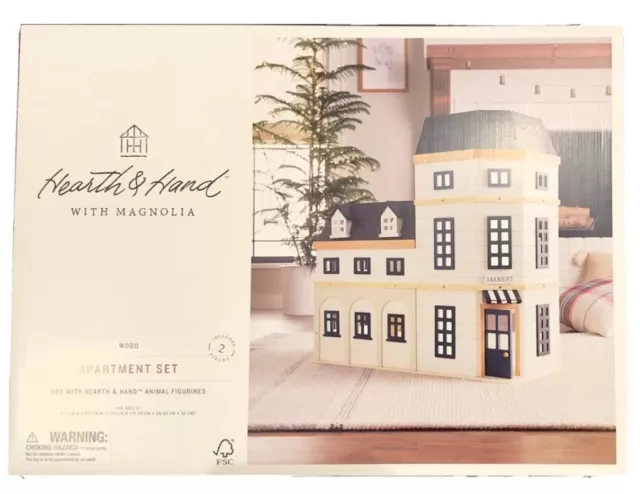 New Hearth & Hand with Magnolia Wood Apartment Building Set Market White