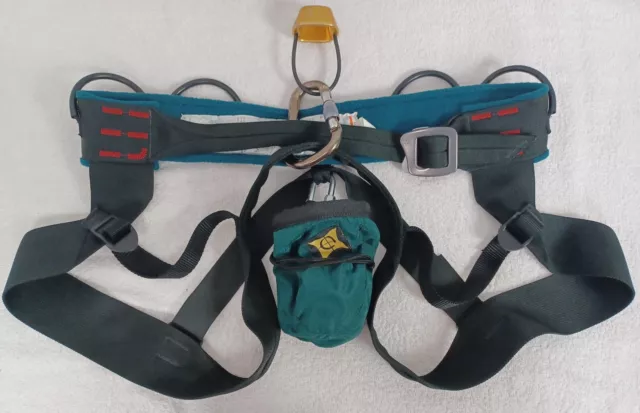 Black Diamond Bod Sit Harness W/Carabiner, Belay Device & Chalk Bag Gently Used!