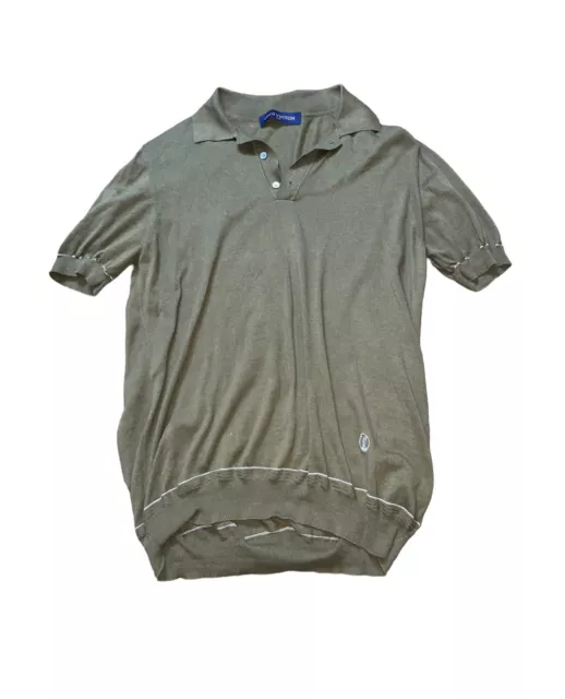 LOUIS VUITTON Pleated Apparel Tops RM221 Short sleeve T-shirt cotton Black/ Green