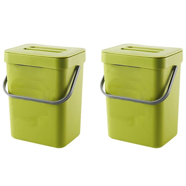 2X POUBELLE ÛRCOUVERCLE Sous L'éVier Poubelle Verte Poubelle en ...