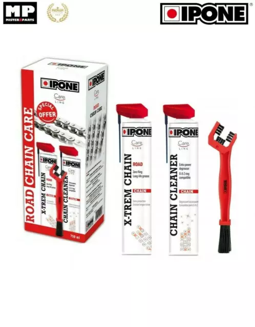 IPONE Pack brosse + dégraissant + graisse de chaîne  Road Chain Care moto Route