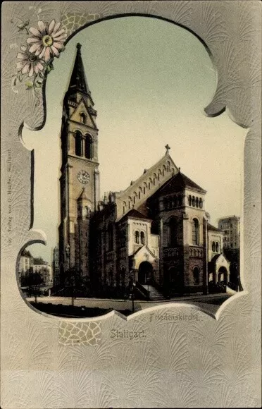 Ak Stuttgart, Friedenskirche, Blumen - 10792991
