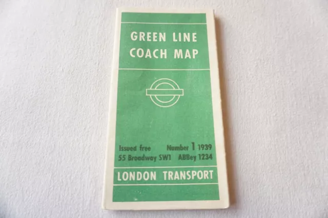 1939 No 1 Green Line Coach Map  Bus Underground London Transport