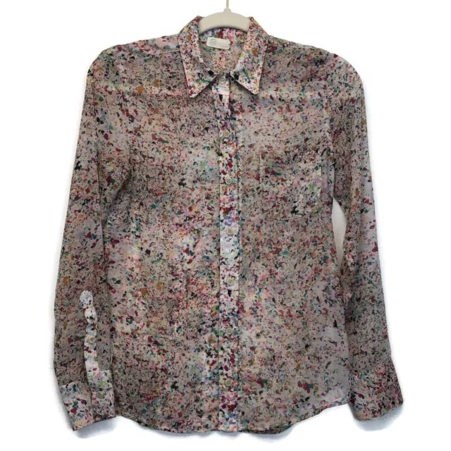 Adriano Goldschmied Multicolor Abstract Sheer Shirt Womens Sz-Sm Wearable Art