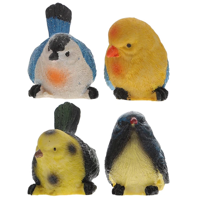 4 Pcs Bird Figures Statue Resin Bird Figurine Fairy Figurine
