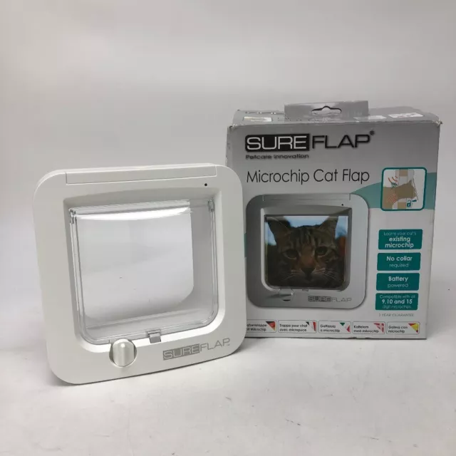 Sureflap Microchip Cat Flap Door White Plastic 15x 14 cm 4 Way Lock Boxed -CP