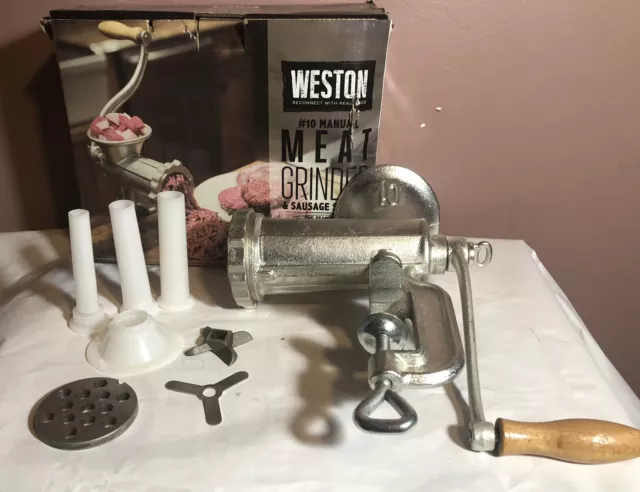 Weston 36-2201-W #22 Tin-Coated Manual Meat Grinder