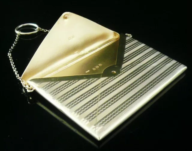 Antique Sterling Silver Gilt ENVELOPE Card Case, Adie & Lovekin Ltd 1916