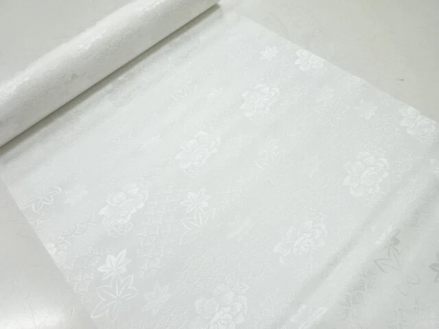 44868# Japanese Kimono / Bolt For Juban / Woven Seigaiha & Flowers