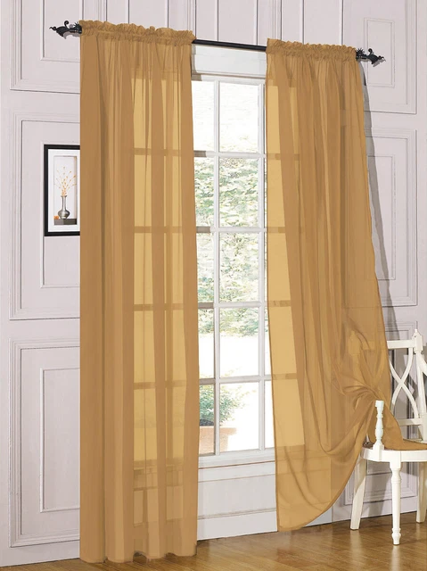 2 Piece Sheer Voile Rod Pocket Window Panel Curtain Drapes Many Sizes & Colors