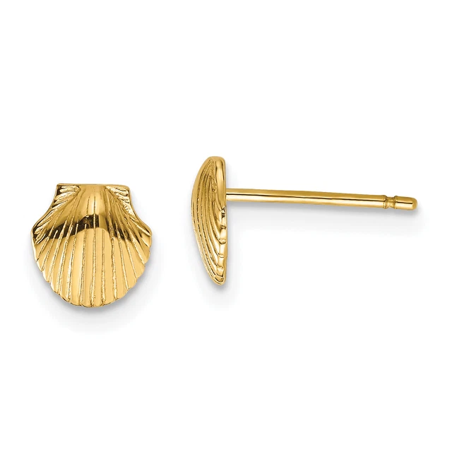 14k Mini Scallop Shell Post Earrings TE632