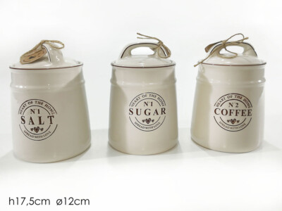Ehc zucchero e caffè set di 3 barattoli quadrati per tè color crema 