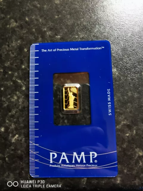 1g PAMP SUISSE STATUE OF LIBERTY FINE GOLD BAR 999.9 IN CERTICARD