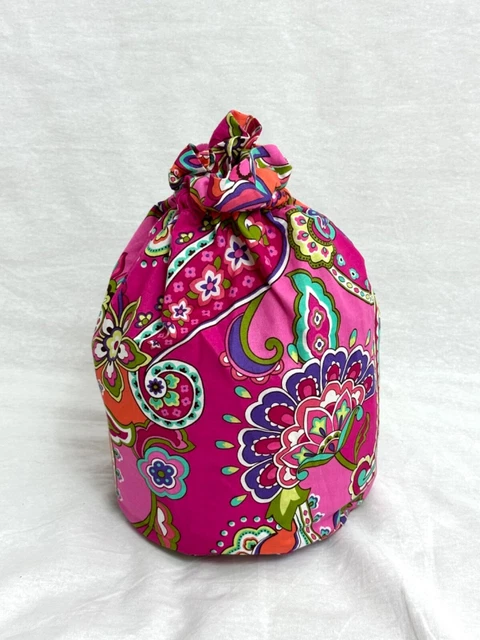Vera Bradley Ditty Bag Lined Pool Beach Travel Cotton Green Pink Drawstring