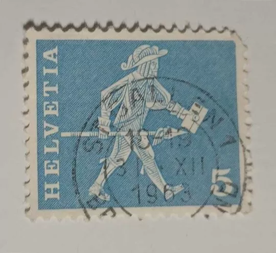 Francobollo Helvetia 5 Rappen 1963