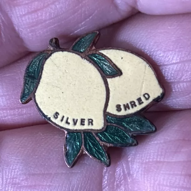 c1950s Silver Shred Marmalade Lemon Fruit Gilt & Enamel Pin Badge by WH Miller 2