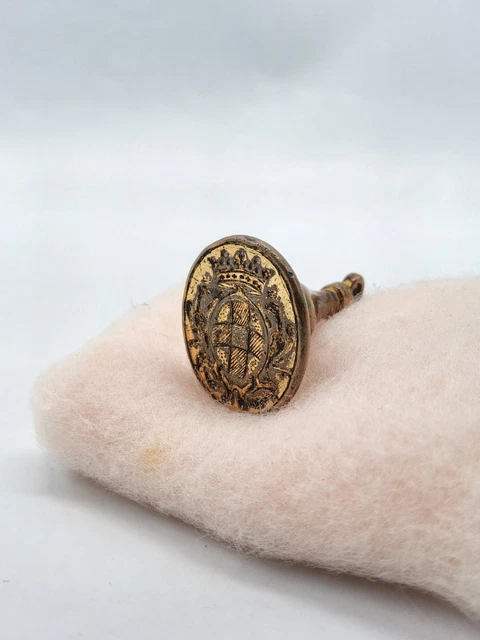 Pendentif Ancien En Argent - Armoiries Blason Avec Perle Rouge - Bijou Vintage Référence 5177
