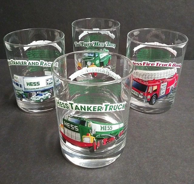 Hess Classic Truck Series 4"h each Glass Set (Qty 4) 1996 Fire Racer Tanker