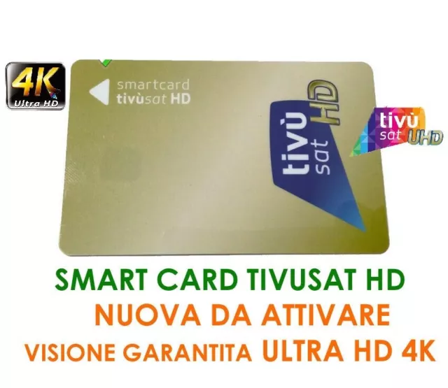 Tessera Scheda Smart Card Tivusat Certificata D'attivare Ultra Hd 4K Oro