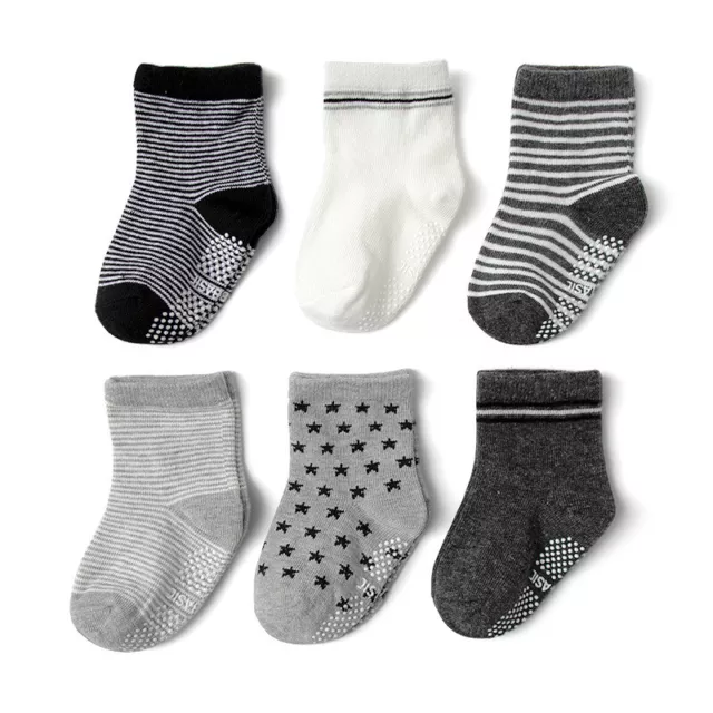 Boys 12 Pairs Rich Anti Slip Socks Stripe Socks Cotton Newborn Infant Toddler
