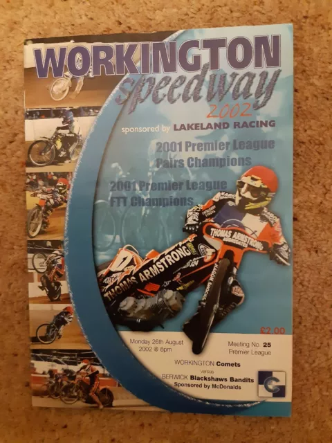 WORKINGTON vs BERWICK SPEEDWAY PROGRAMME 26/08/2002 (VERY GOOD CONDITION)