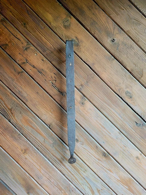 19c Antique Hand Wrought Forged Iron Barn Door Strap Hinges 23 1/4" 5