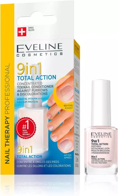 Eveline Cosmetics Toe Nail Therapy 9In1 Total Action Concentré Renforçant Et Dur 2