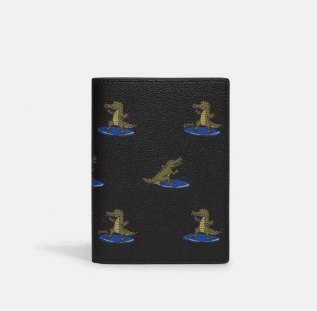 NWT Coach Passport Case With Surfing Crocodile Print MSRP $128