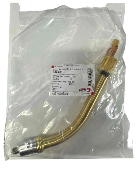 NEW Abicor Binzel Torch Neck MB 501D 50° HV Seat 034.0251