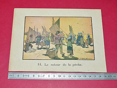 RARE 1920-1930 CHROMO GRANDE IMAGE ECOLE BON-POINT SERIE SPORTS TENNIS 