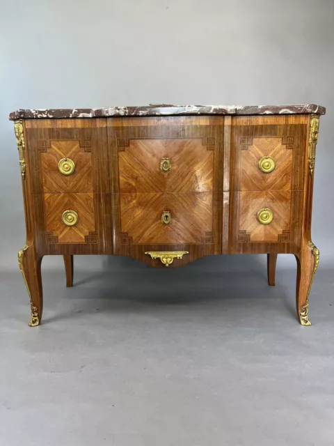 French Marble Top Chest Of Drawers Walnut & Kingwood Breakfront Louis XV Commode