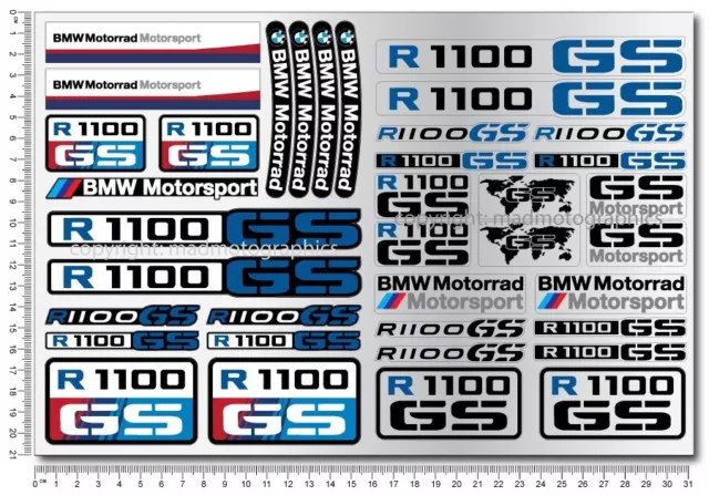 R1100GS MOTORCYCLE MOTORRAD decal sticker set quality stickers bmw r1100 gs  blue £14.28 - PicClick UK