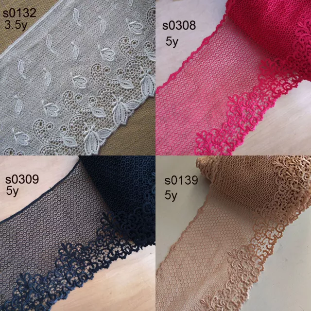 3.5-5 Yards 6.5"-7.5'' Wide Rayon Venise Floral Lace Red,Black,Beige,White zhs35