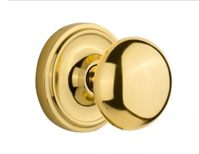 Classic Rosette with New York Knob in Unlacquered Brass New Nostalgic Warehouse