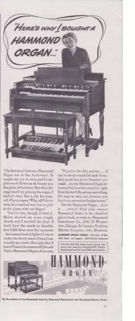 1941 Print Ad  Hammond Organ Studios Here's Why I Bought Solovox Instrument