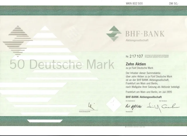 BHF Bank Aktiengesell. Frankfurt 1995 ING Group Oppenheim 10 x 5 DM Sammelaktie