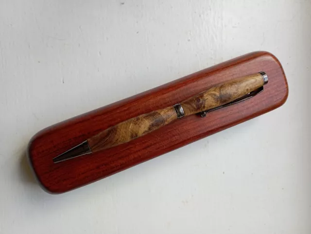 Hand Turned Walnut Burr Pen With Gunmetal Fittings, New , In Presentation Box