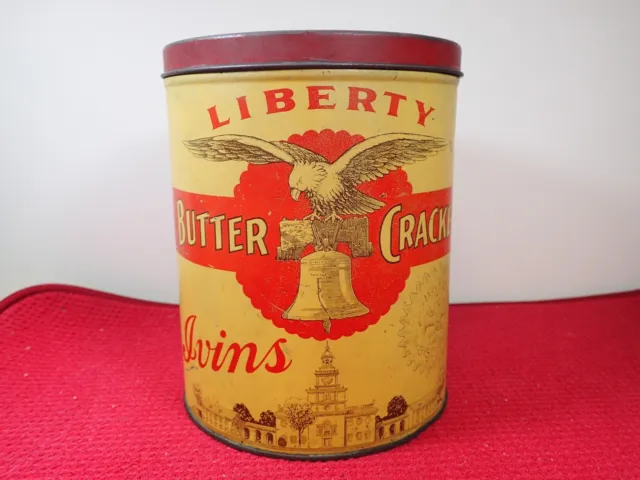 Vintage Ivins Advertising Liberty Butter Crackers Tin Can