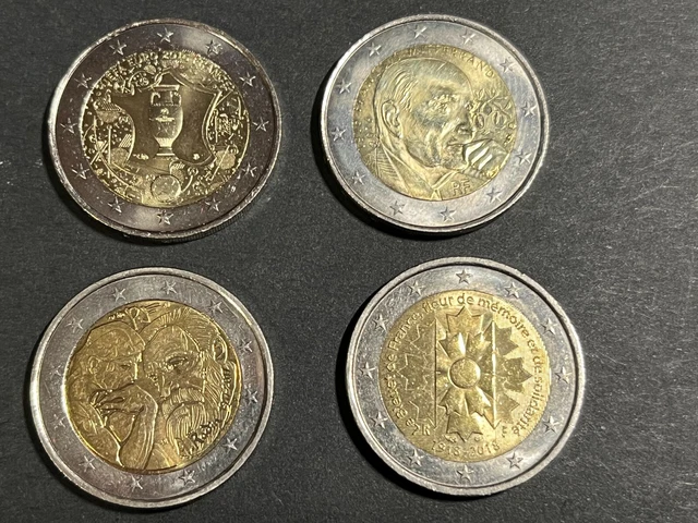 Lot De 4 Pièces 2 Euros Commémoratives France 2016,2016,2017 et 2018