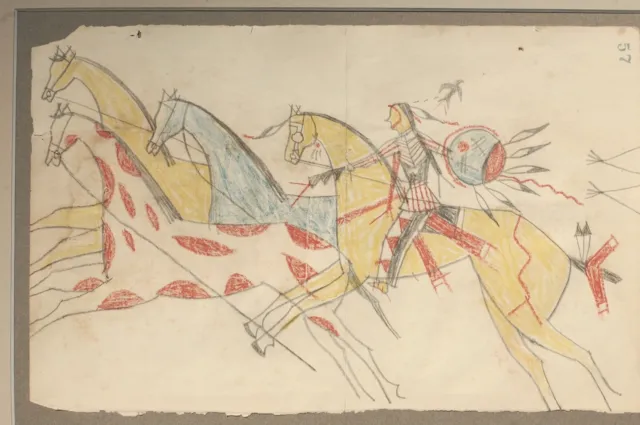 Old Ledger Art Drawing, Mounted